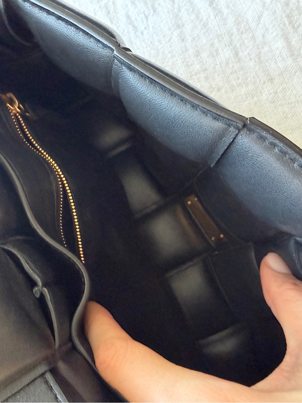 Bottega Veneta Black Intrecciato Padded Crossbody with Gold Triangle Buckle - Picture 7 of 7